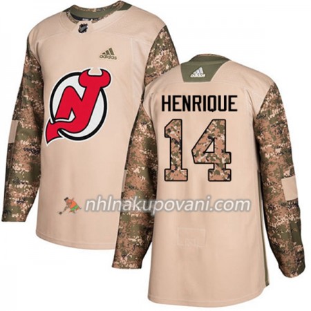 New Jersey Devils Dresy Adam Henrique 14 Adidas 2017-2018 Camo Veterans Day Practice Authentic - Pánské